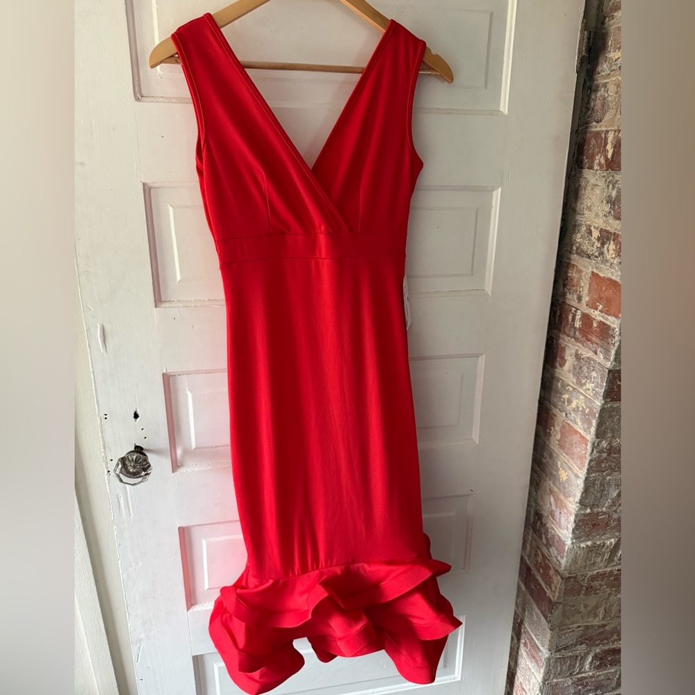 Allure Vibrant Red Ruffle Dress NWT